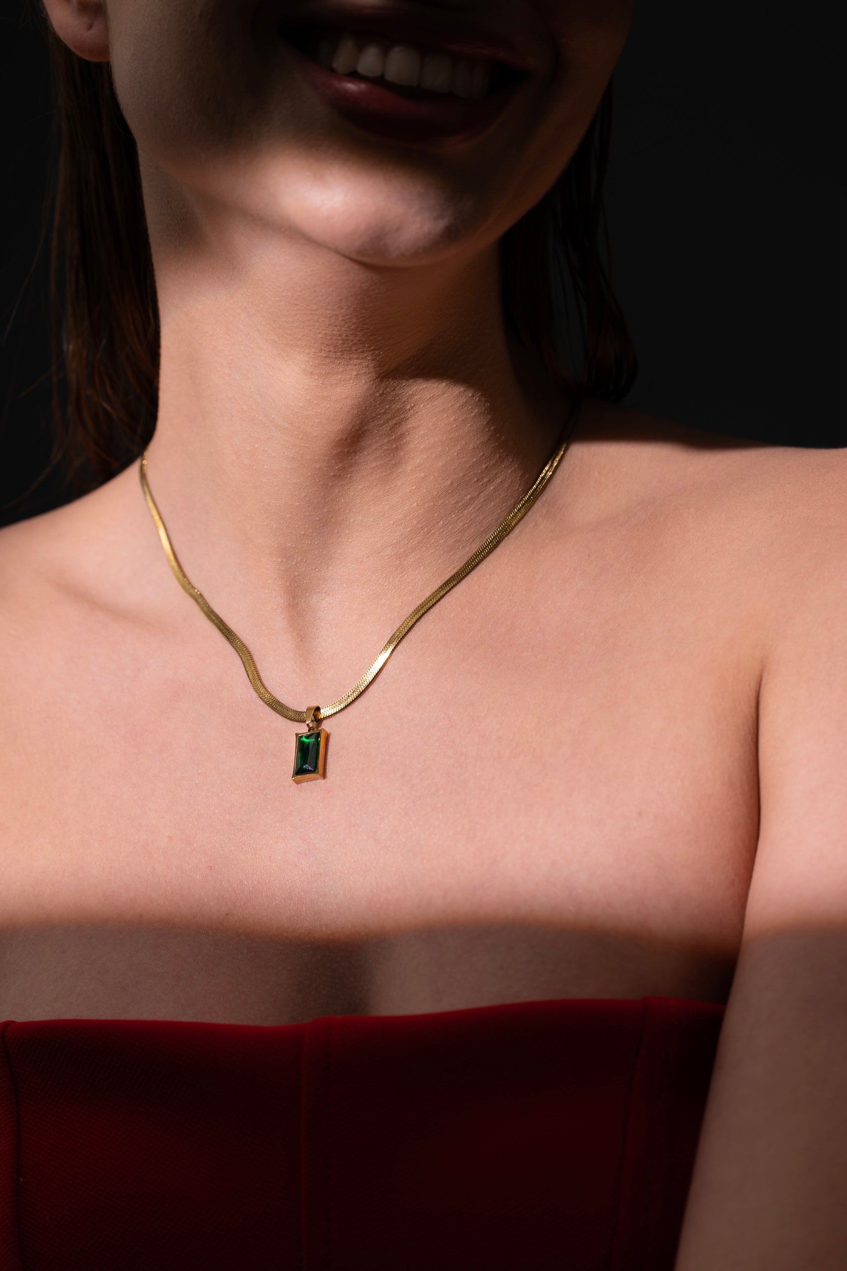 The Emerald Prism Pendant Necklace – Luxe-Grade Gold Plating