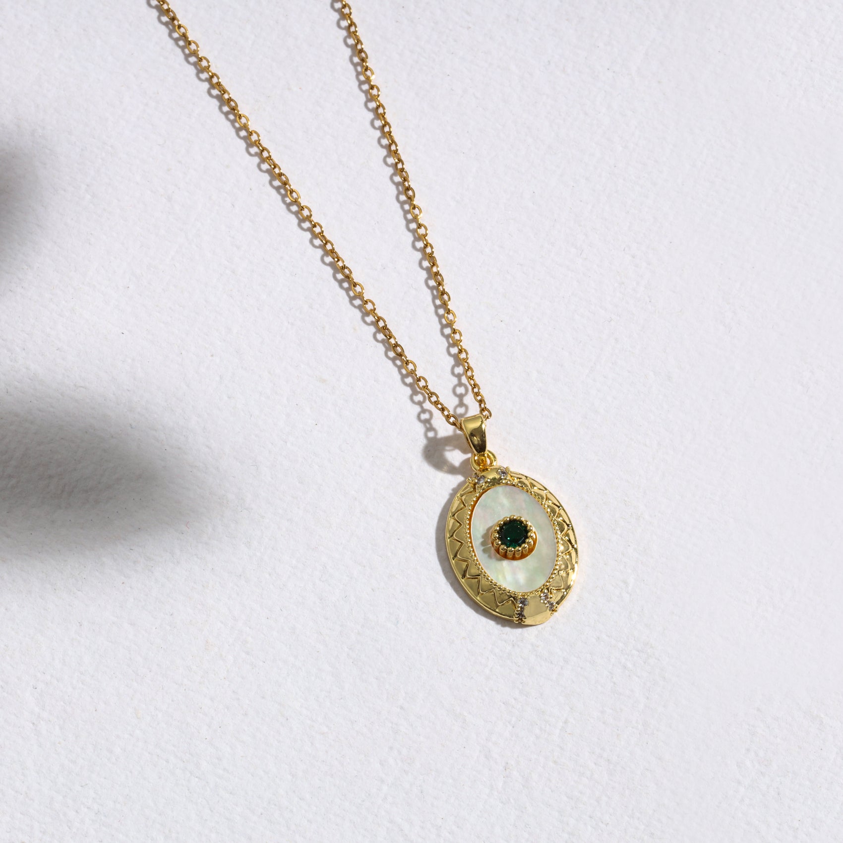 The Emerald Eye Talisman Necklace – High-Gloss Luxe Finish