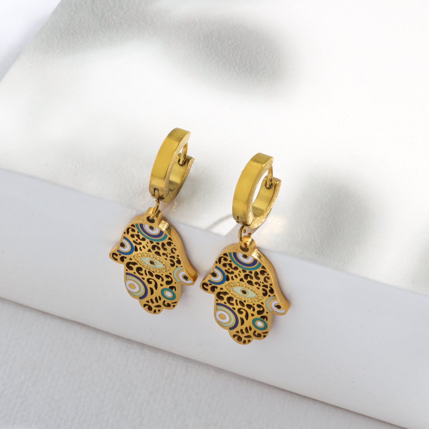 The Mystic Hamsa Hoops – Premium Tarnish-Free Finish