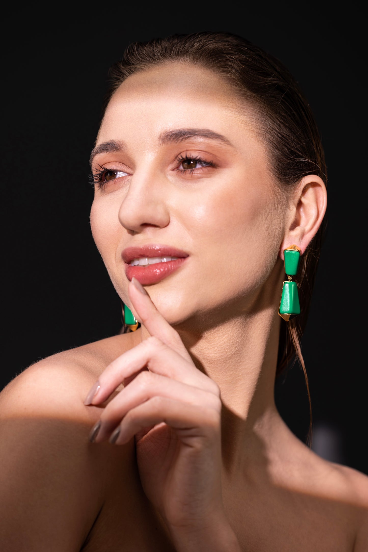The Emerald Prism Earrings – 18K Gold-Plated Shine