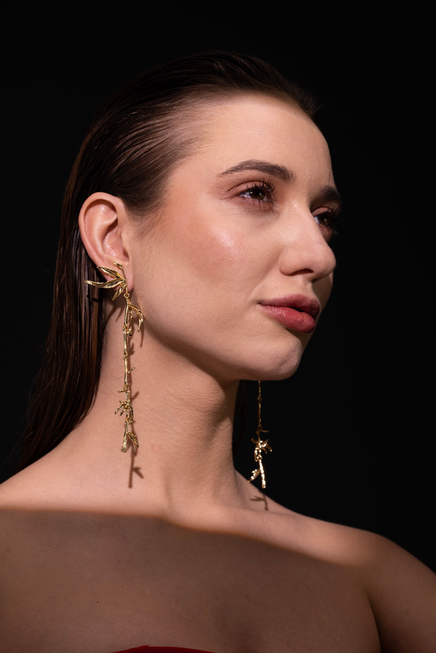 Golden Bamboo Cascade Earrings – Premium Tarnish-Free Finish
