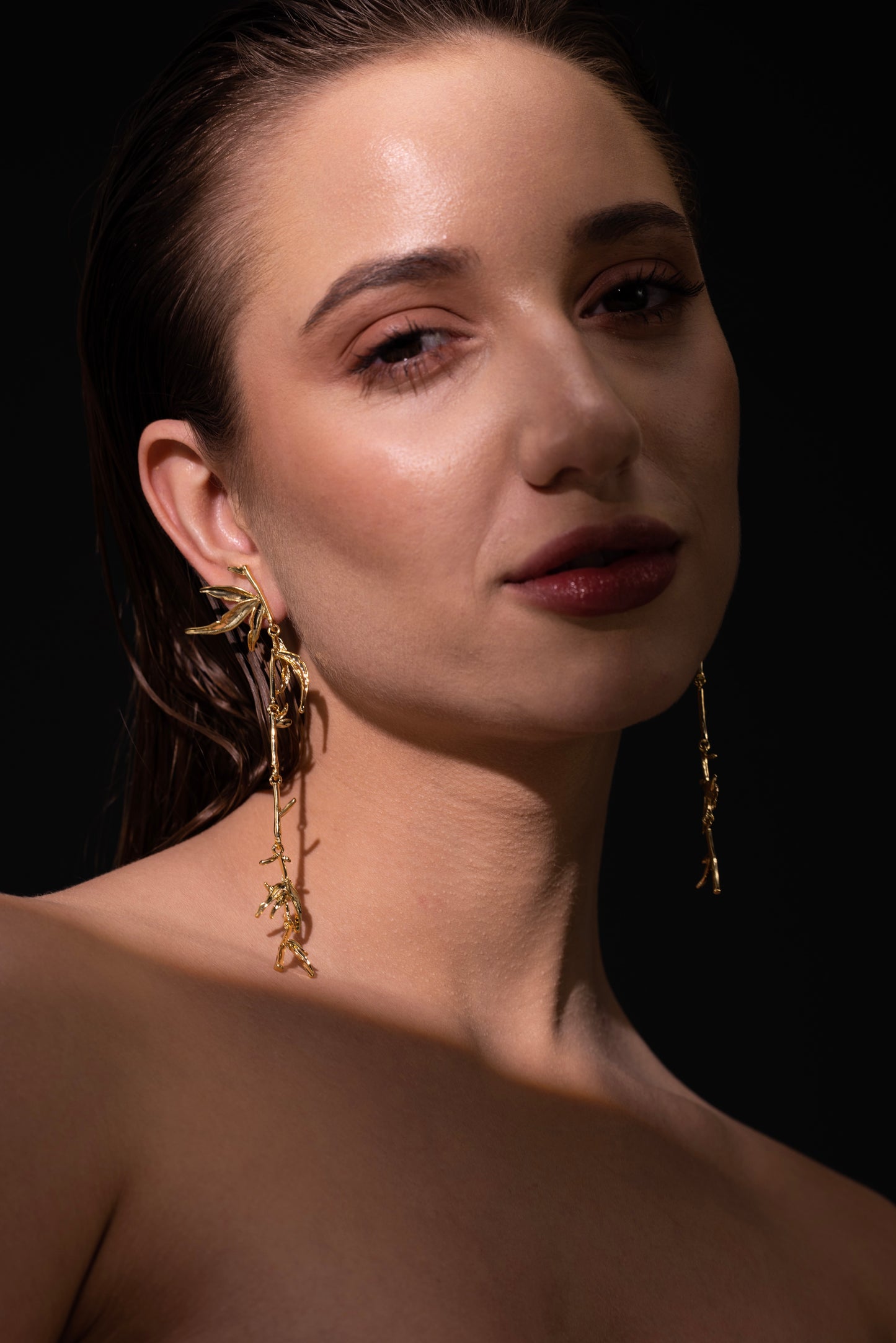 Golden Bamboo Cascade Earrings – Premium Tarnish-Free Finish