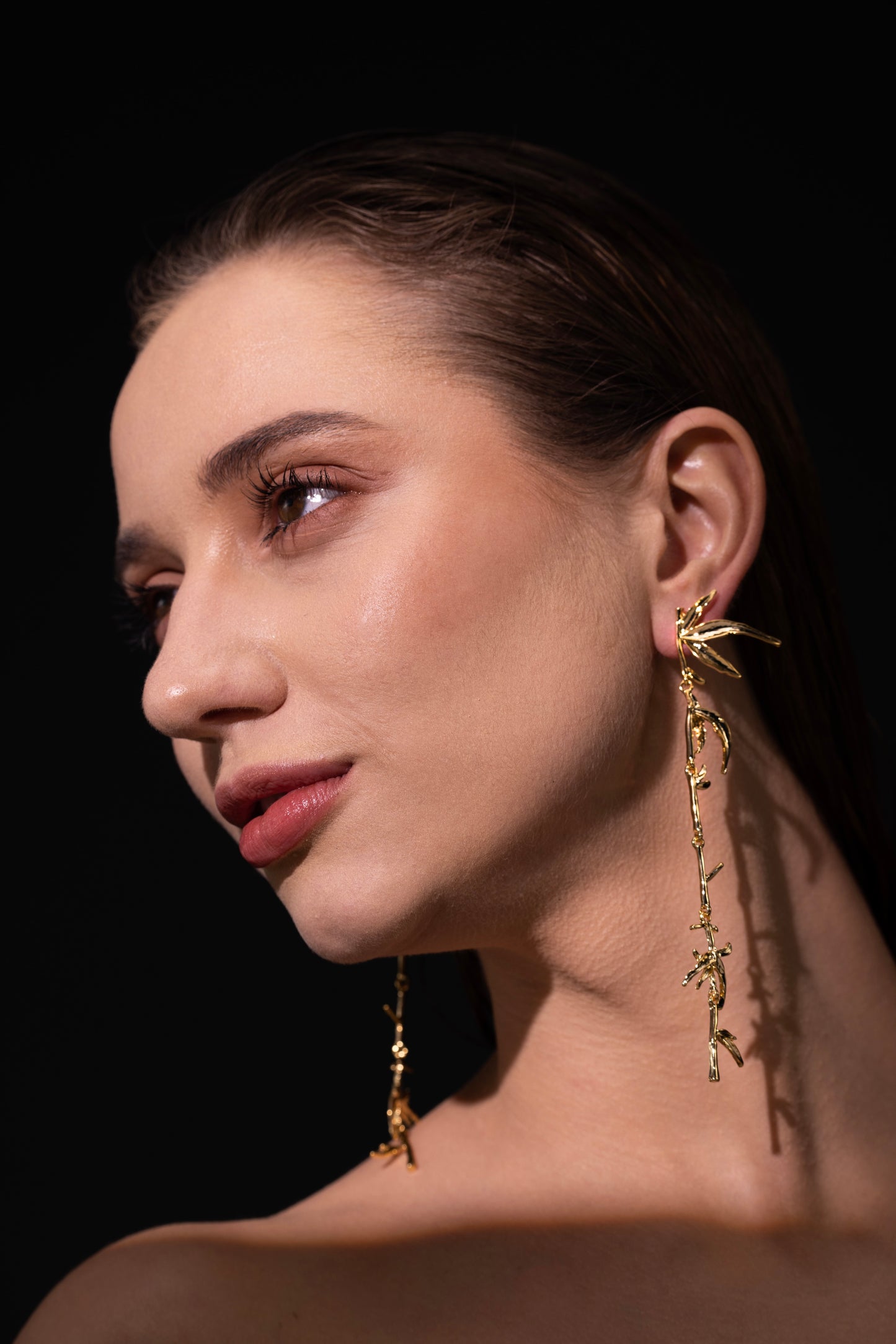 Golden Bamboo Cascade Earrings – Premium Tarnish-Free Finish