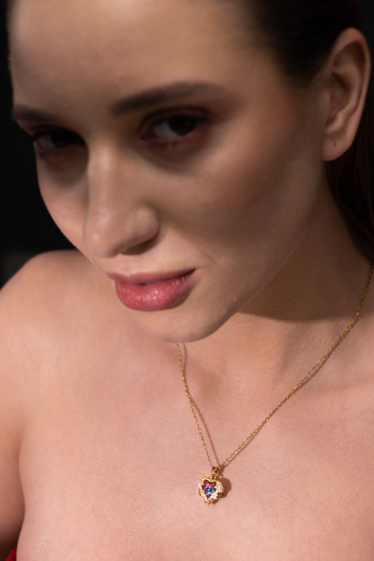 Amora Heart Gemstone Necklace – Everyday Glam, Lasting Shine