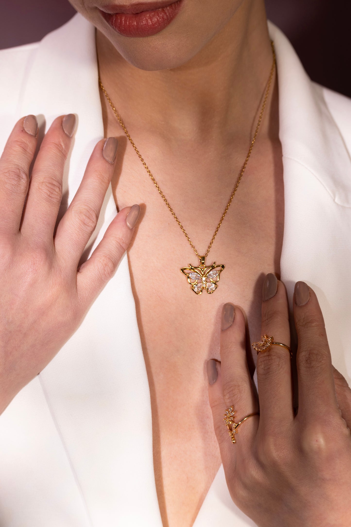 Aurelia Butterfly Crystal Necklace – Hypoallergenic & Elegant