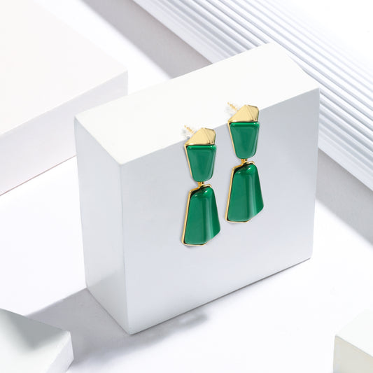 The Emerald Prism Earrings – 18K Gold-Plated Shine
