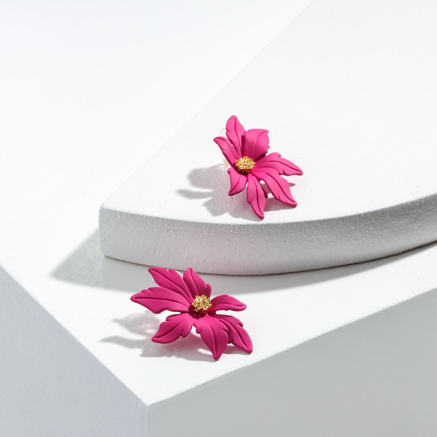 The Fuchsia Bloom Earrings – High-Gloss Luxe Finish
