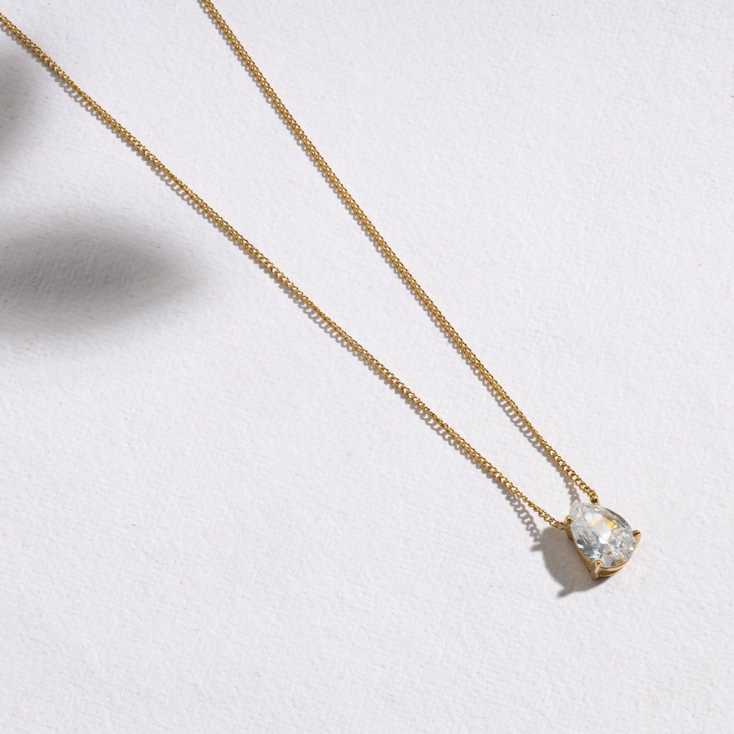 The Teardrop Solitaire Necklace – High-Gloss Luxe Finish