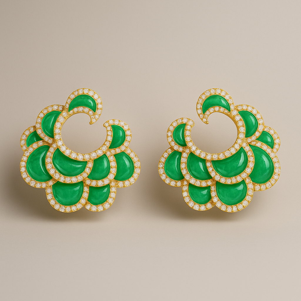 Emerald Blossom Statement Earrings