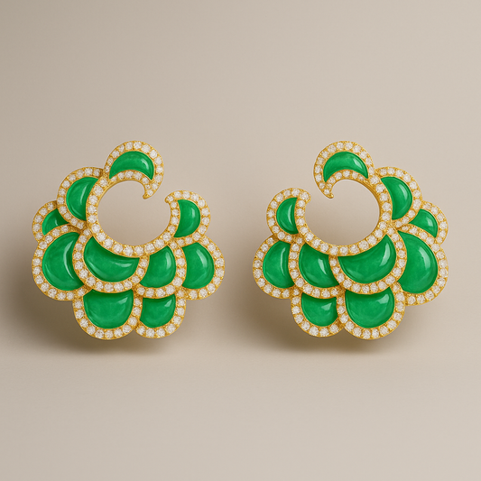 Emerald Blossom Statement Earrings