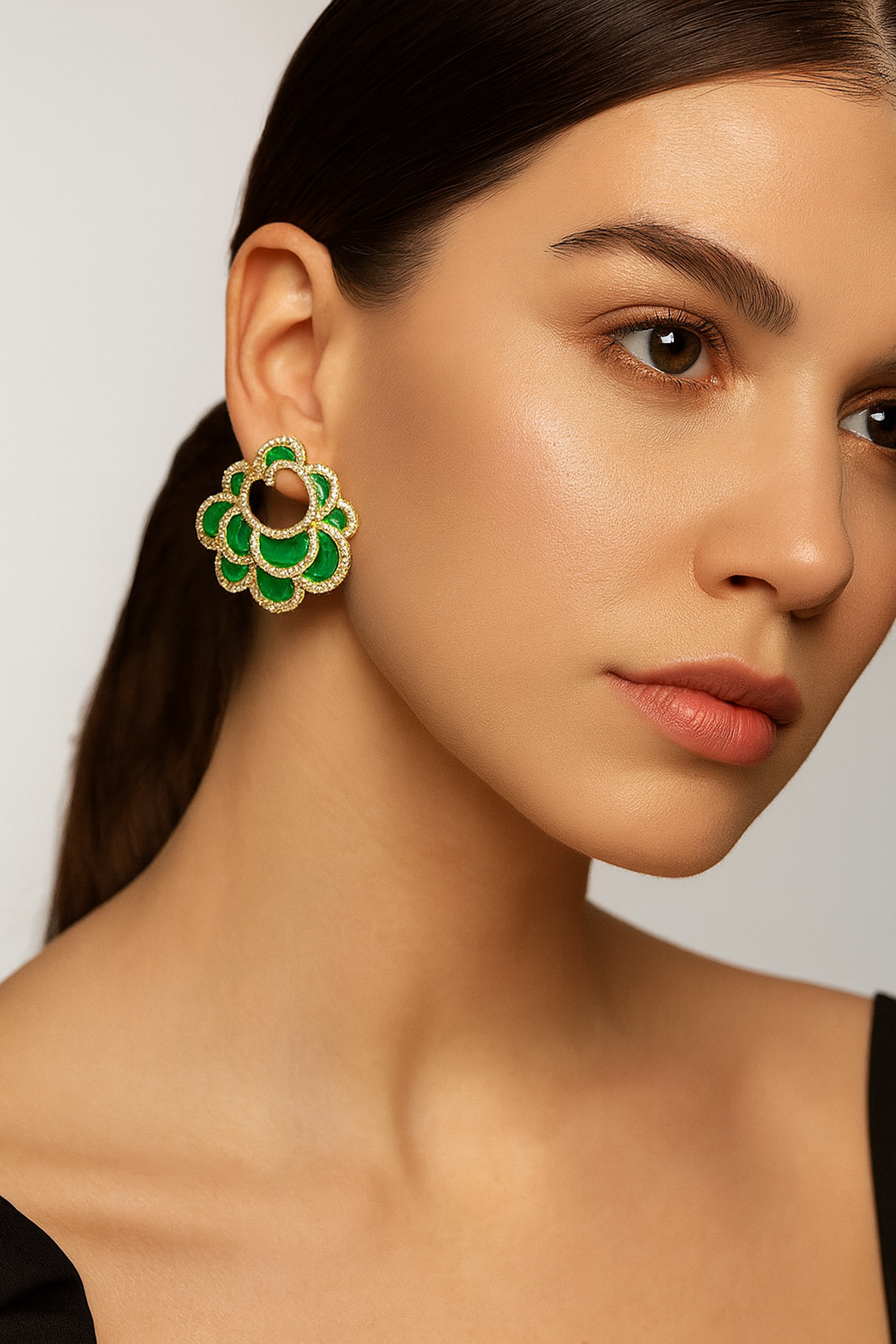 Emerald Blossom Statement Earrings