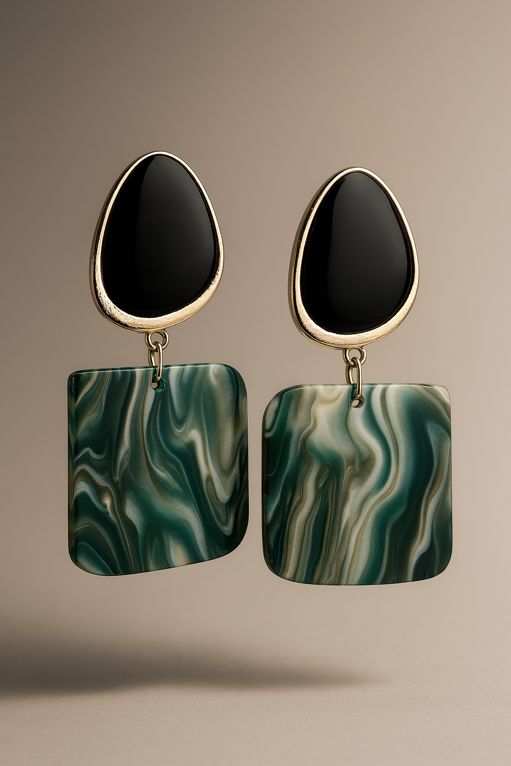 Midnight Marble Drop Earrings