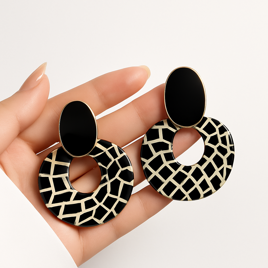 Noir Mosaic Hoop Earrings