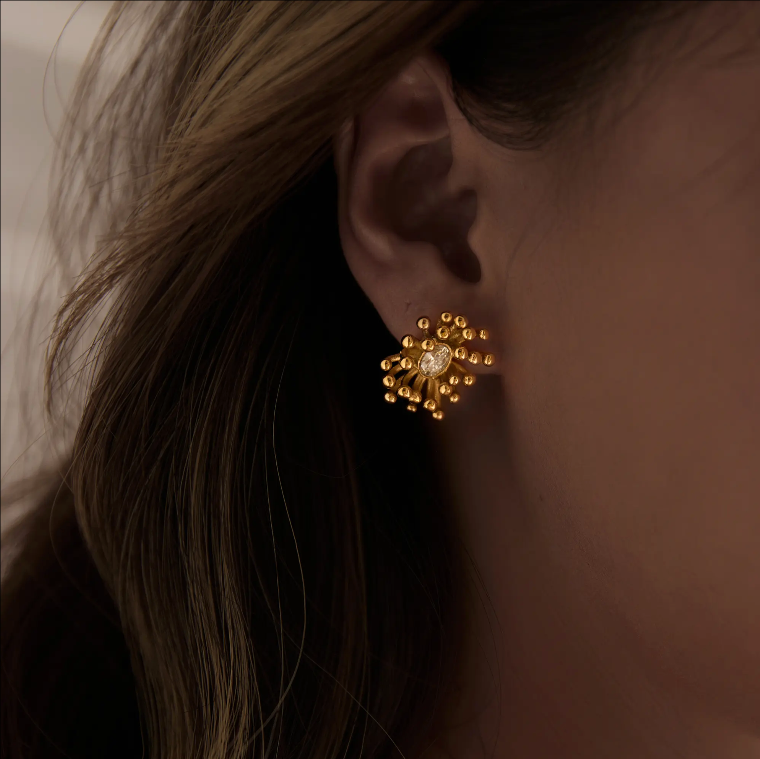 Stellar Bloom Stud Earrings - 18K Gold Micron Plating & AAA CZ Stone