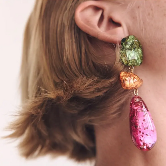 Aurora Shard Drop Earrings - Gemstone Fiber Glass