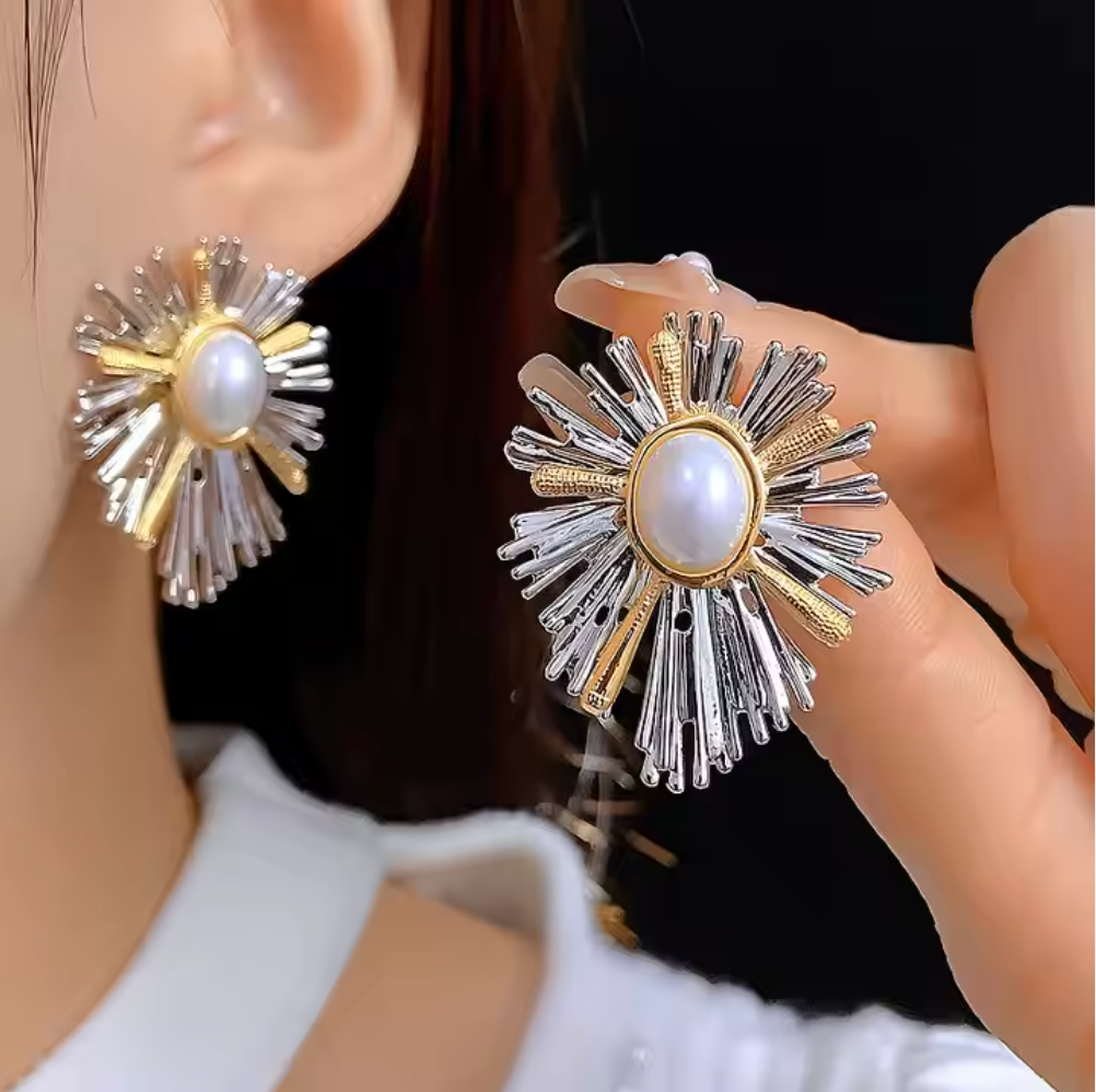 The Sunburst Pearl Studs – Luxe-Grade Gold Plating